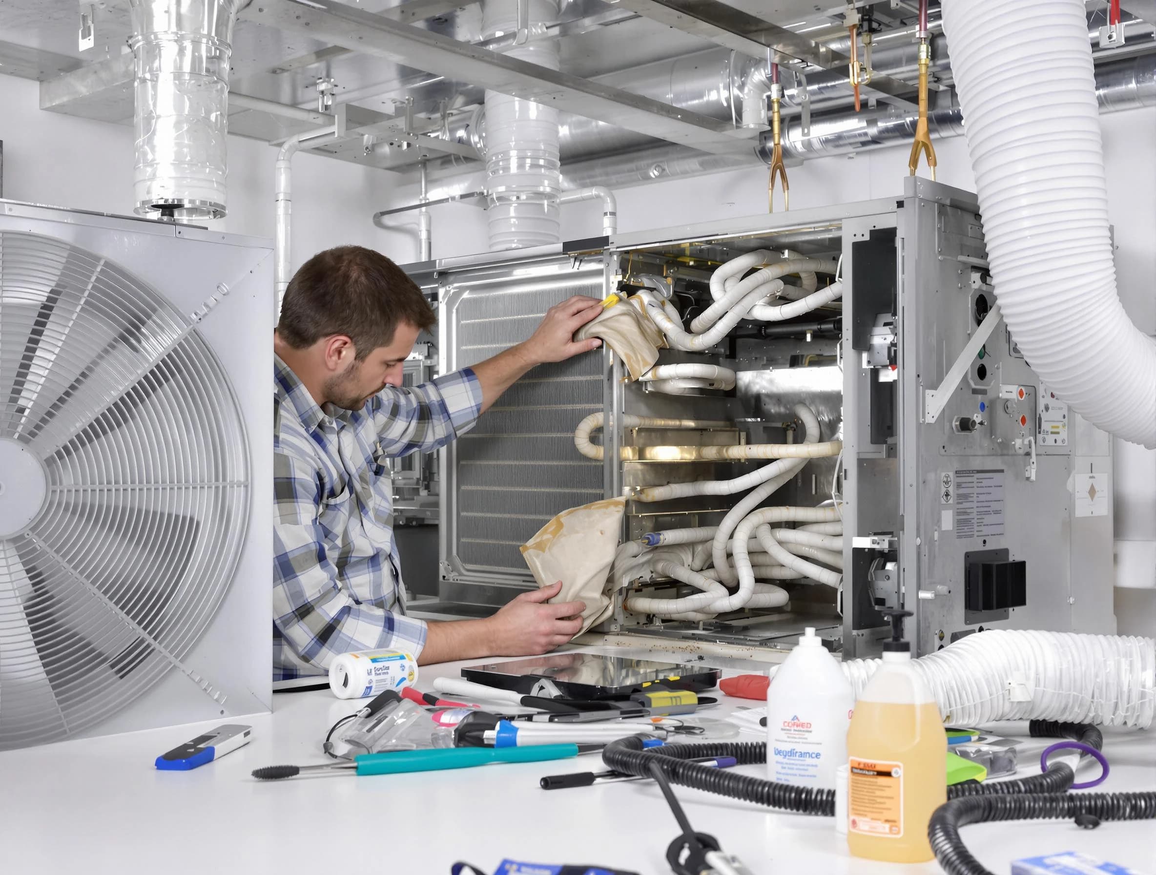 Riverton Air Duct Cleaning specialist performing precision AC coil cleaning in Riverton