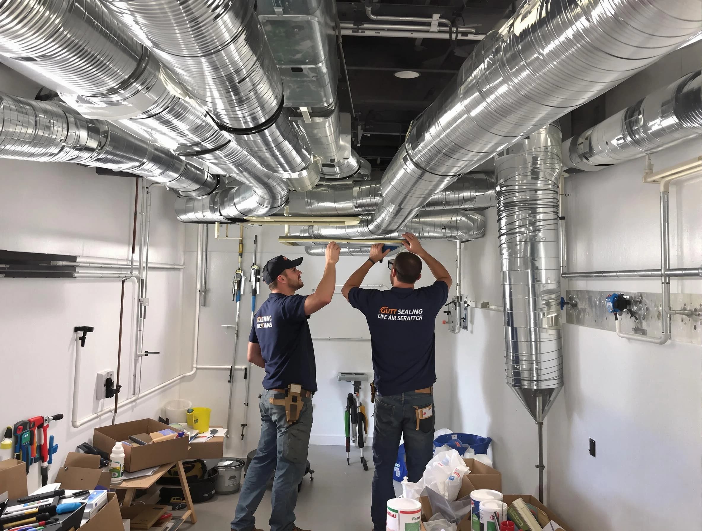 Riverton Air Duct Cleaning technician applying professional duct sealing solutions in Riverton