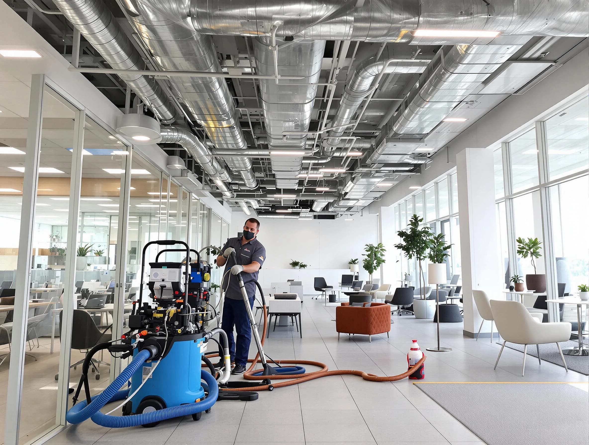 Riverton Air Duct Cleaning team conducting comprehensive commercial duct cleaning at a business location in Riverton