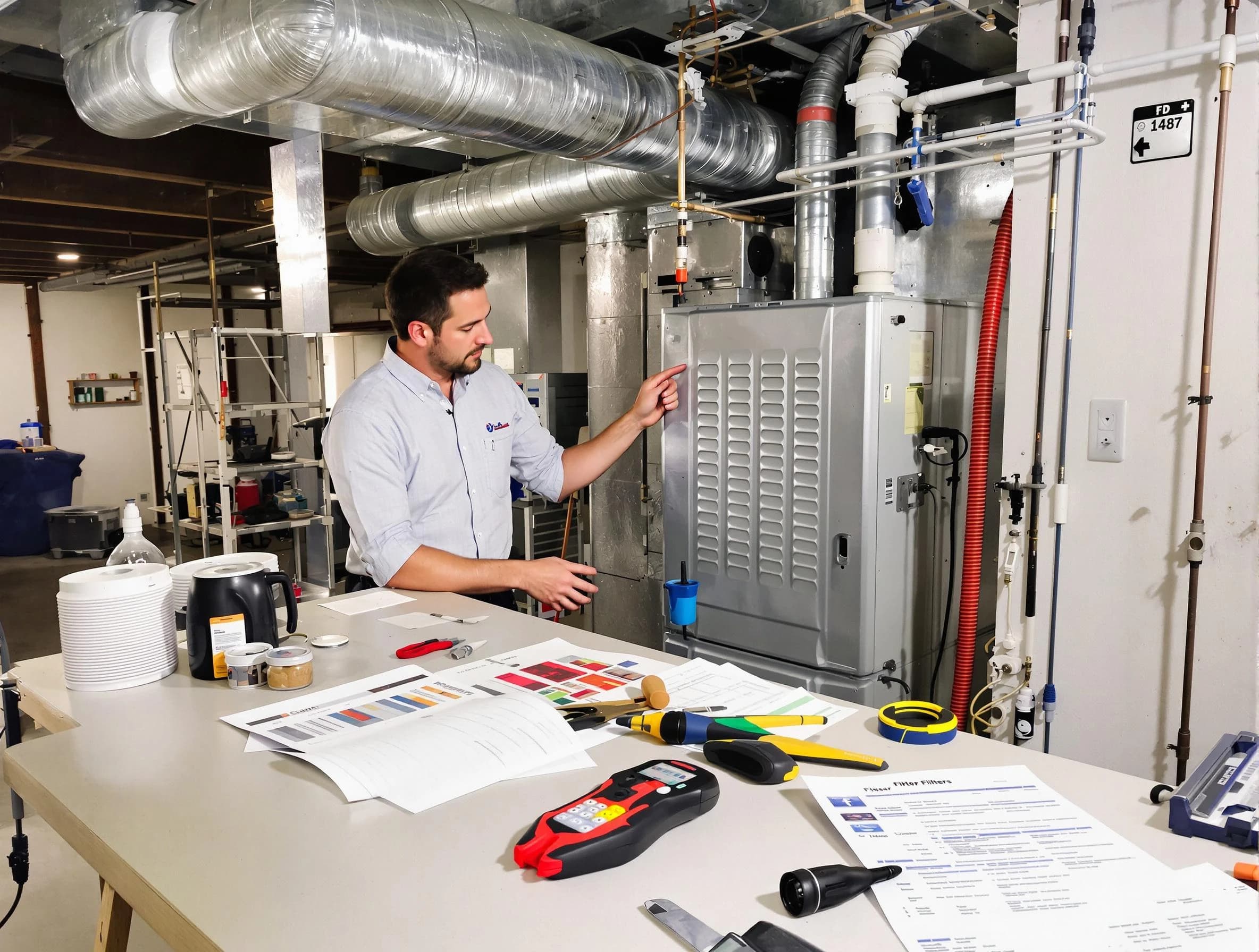 Riverton Air Duct Cleaning inspector conducting detailed filter system evaluation using professional diagnostic tools in Riverton