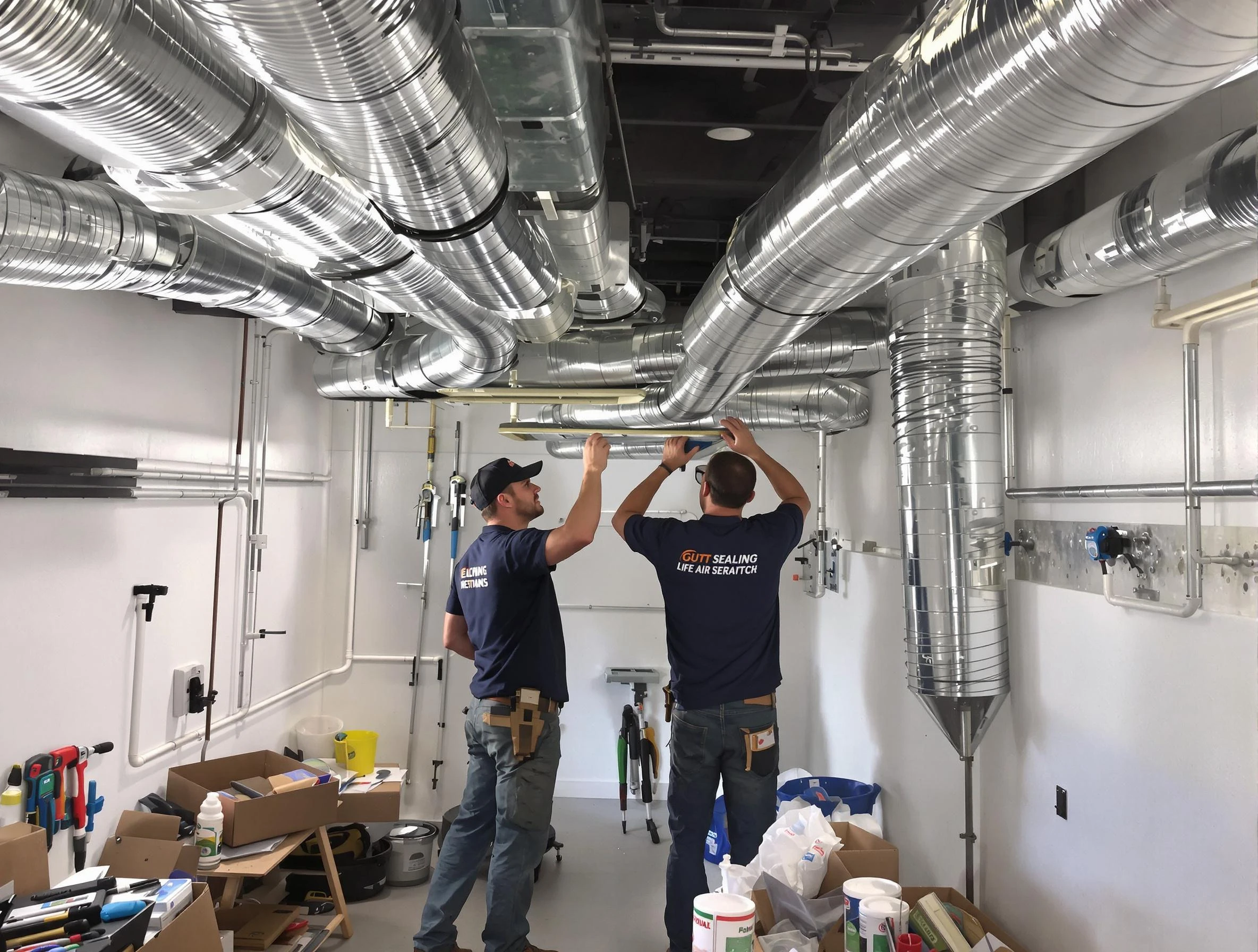 Riverton Air Duct Cleaning technician applying professional duct sealing solutions in Riverton